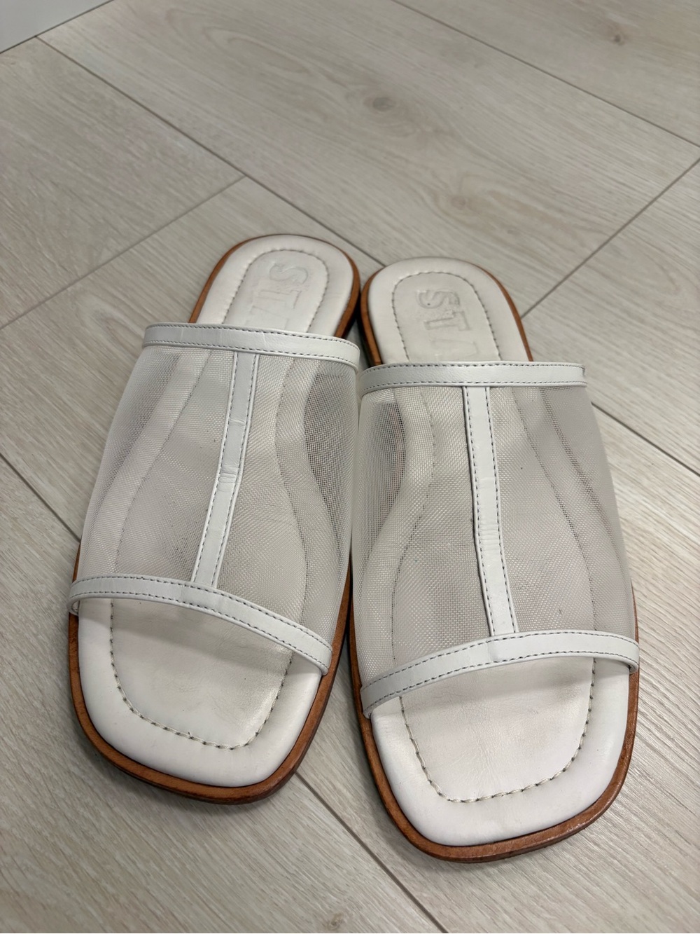 STAUD White Mesh Slide Mules